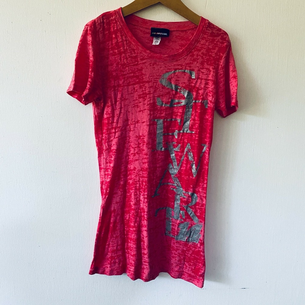 Tony Stewart Nascar T-shirt Womens Medium Pink Burnout Short‎ Sleeve VTG
